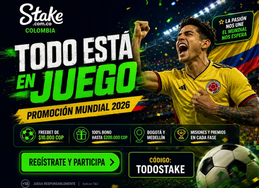 Campaña Todo Está en Juego de Stake Colombia con misiones premios y Watch Parties VIP